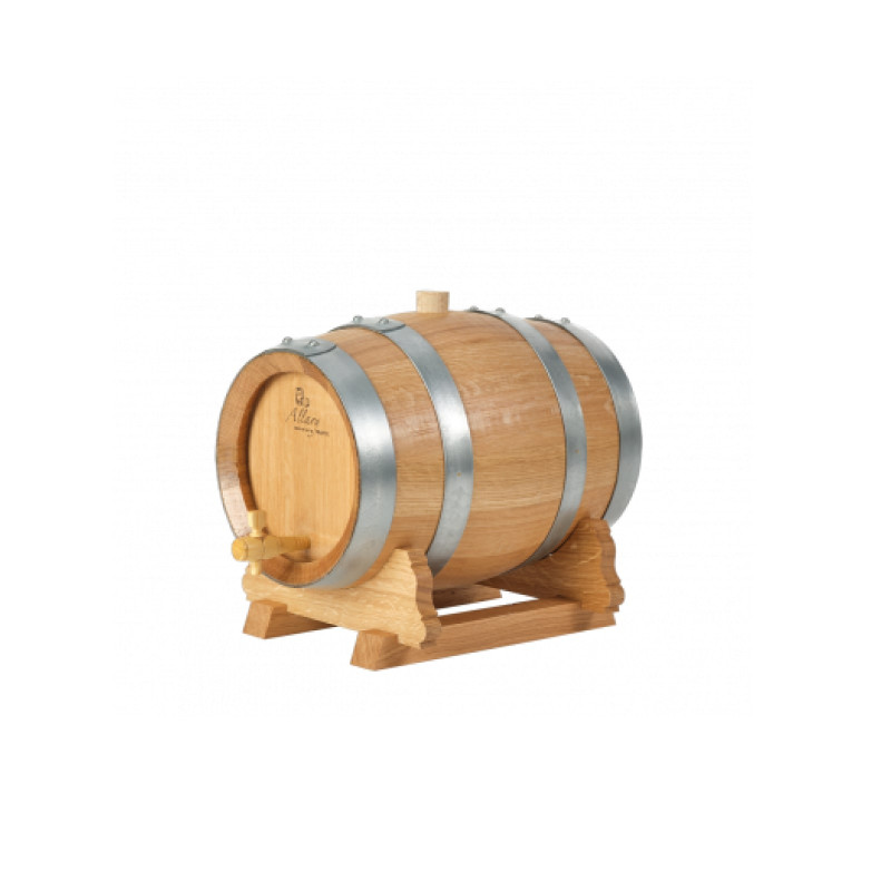 FUT EN CHENE VERNI CERCLAGE GALVANISE ROBINET INOX