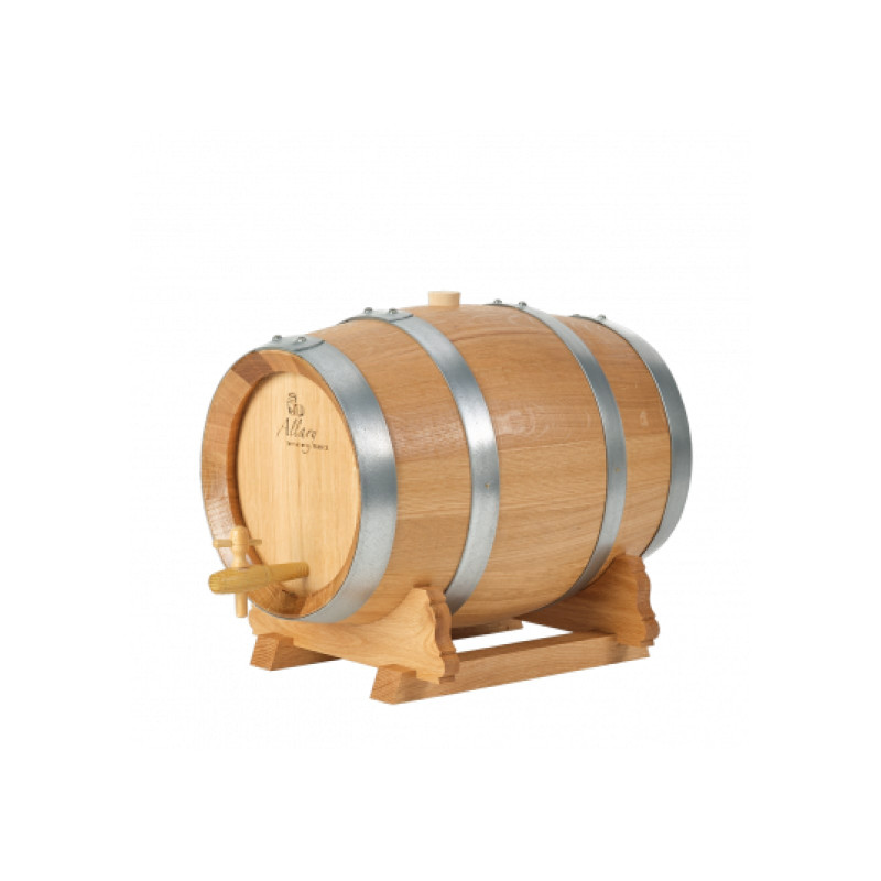 FUT EN CHENE VERNI CERCLAGE GALVANISE ROBINET INOX