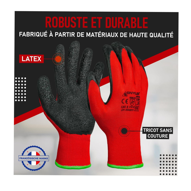 GANTS DE TRAVAIL LOT DE 12 PAIRES