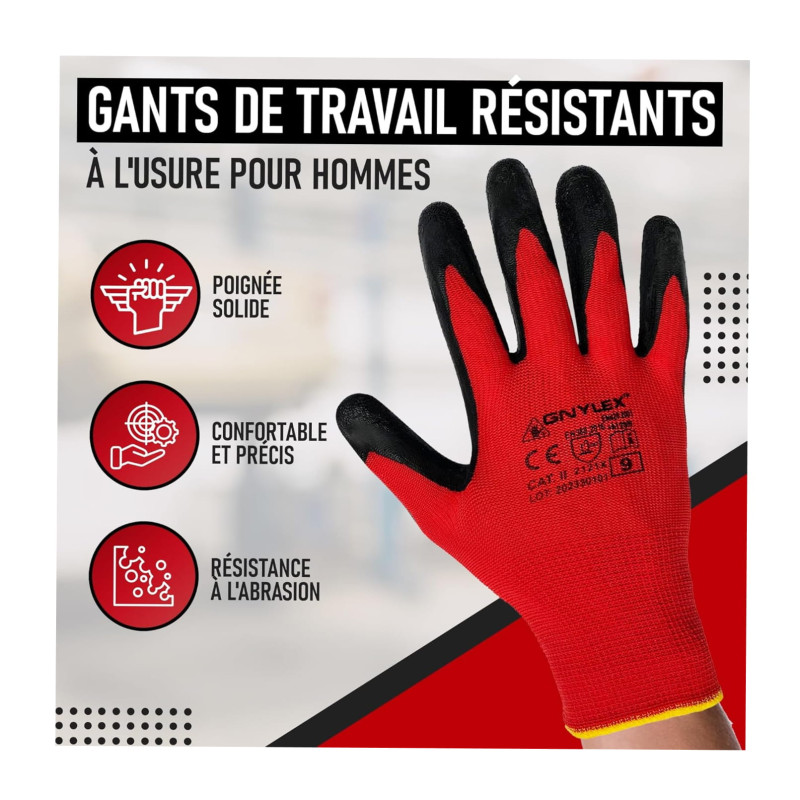 GANTS DE TRAVAIL LOT DE 12 PAIRES