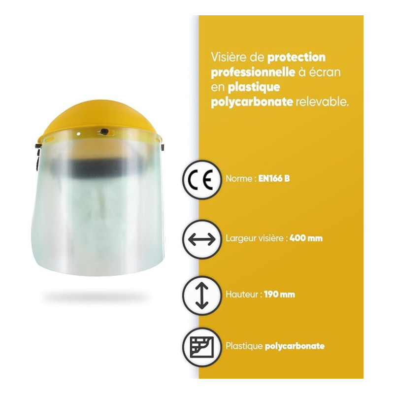 VISIERE DE PROTECTION POLYCARBONATE RELEVABLE EN166