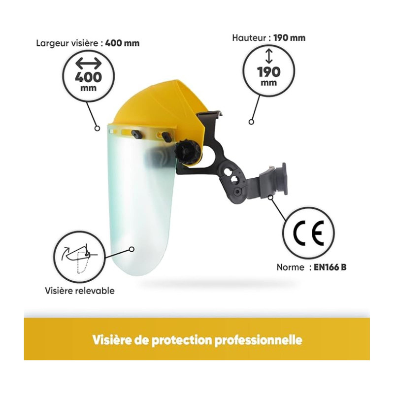 VISIERE DE PROTECTION POLYCARBONATE RELEVABLE EN166