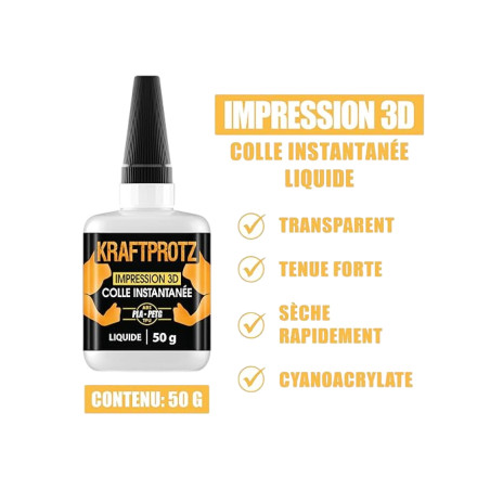 Colle Cyanoacrylate impression 3D extra forte 50g – spéciale PVC